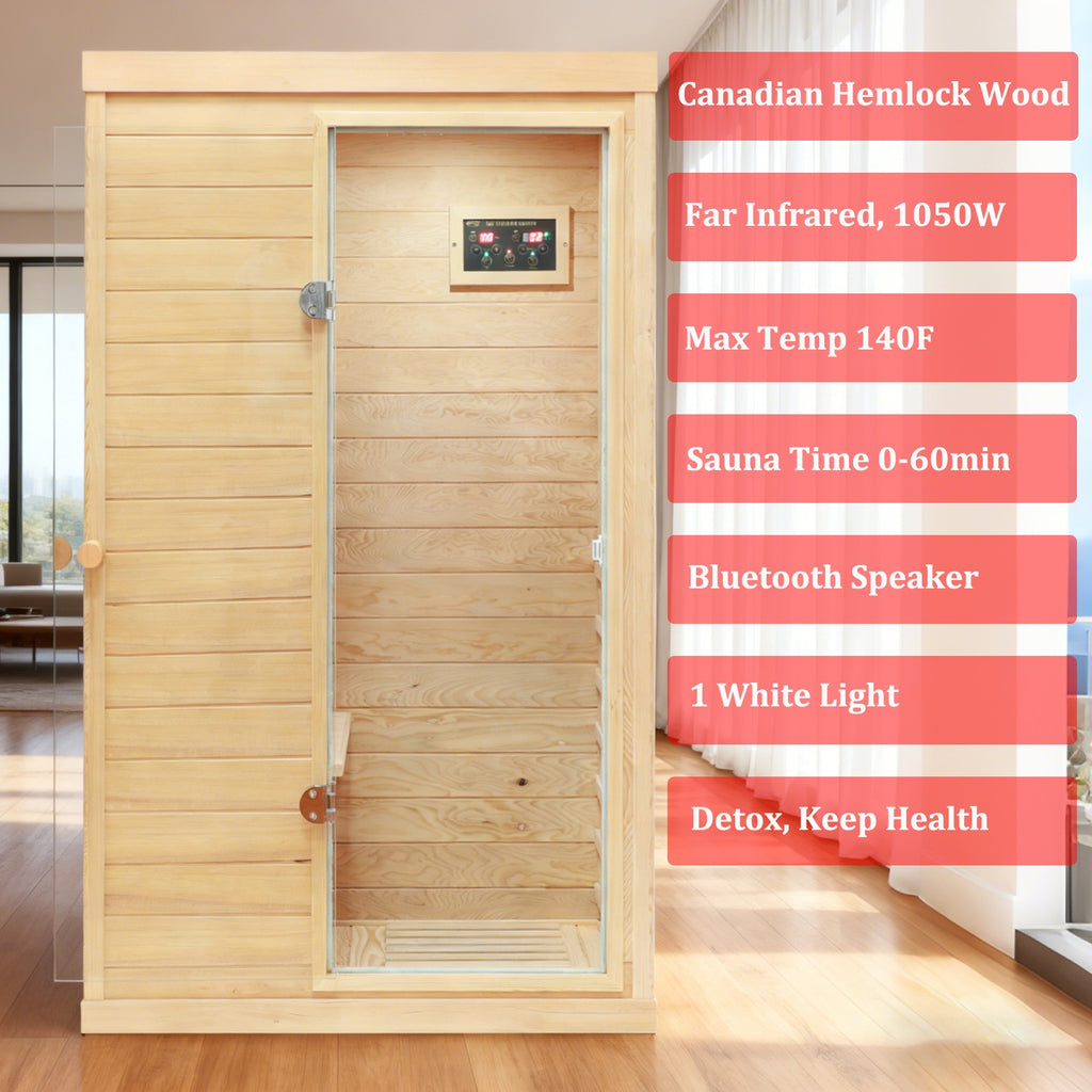 Hemlock Mini Sauna Far Infrared Saunas Detox Bluetooth Speaker Detox Spa 1050W