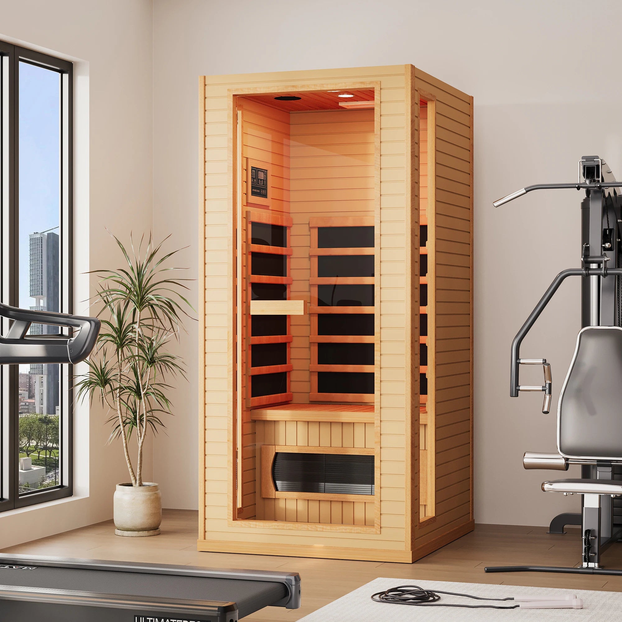 Infrared Sauna up to 4 Person with 15 Minutes Warm-Up Heater Tube & Carbon Plate