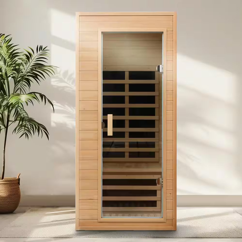 Moray 1-Person Indoor Hemlock Infrared Sauna with 5 Far-Infrared Carbon Crystal Heaters