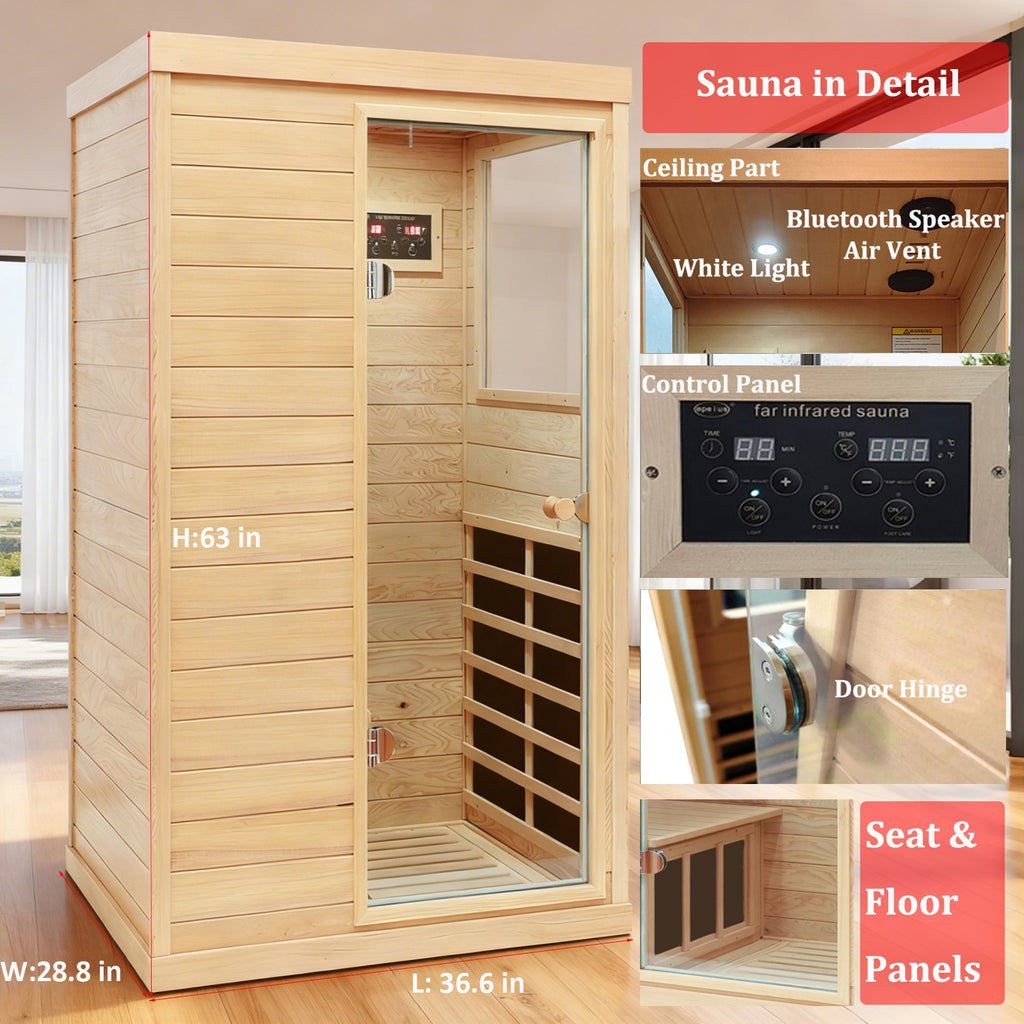 Hemlock Mini Sauna Far Infrared Saunas Detox Bluetooth Speaker Detox Spa 1050W