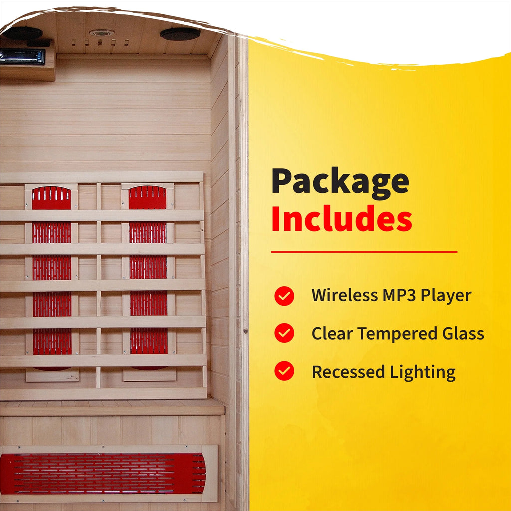 Buena Vista 1-2 Person Hemlock Infrared Sauna with 3 Ceramic Heaters, 75" H