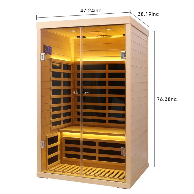 2 - Person Bluetooth Compatible FAR Infrared Sauna in Hemlock
