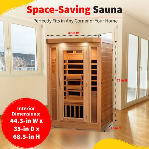 2-Person Hemlock Infrared Sauna with 6 Carbon Heaters