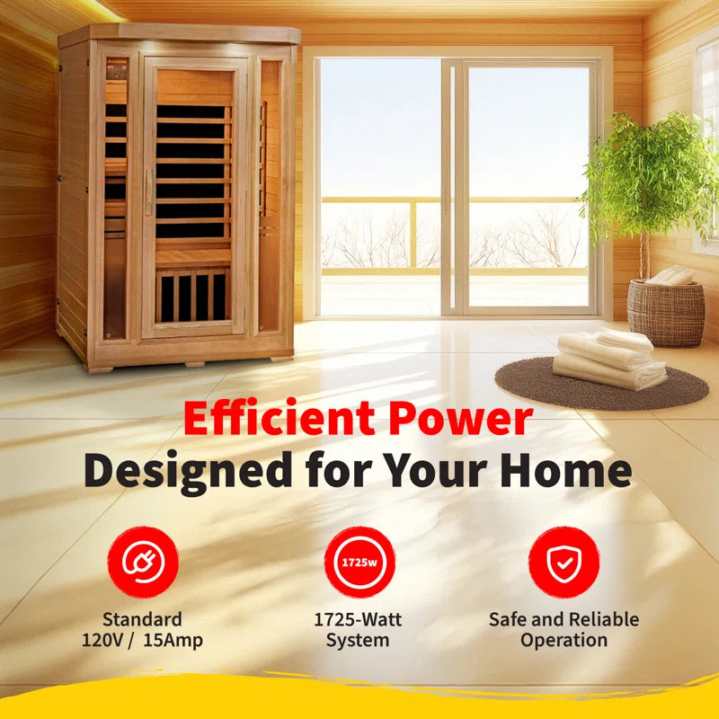 2-Person Hemlock Infrared Sauna with 6 Carbon Heaters