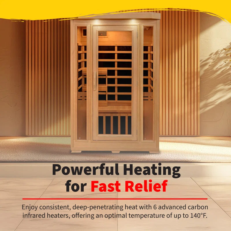 2-Person Hemlock Infrared Sauna with 6 Carbon Heaters