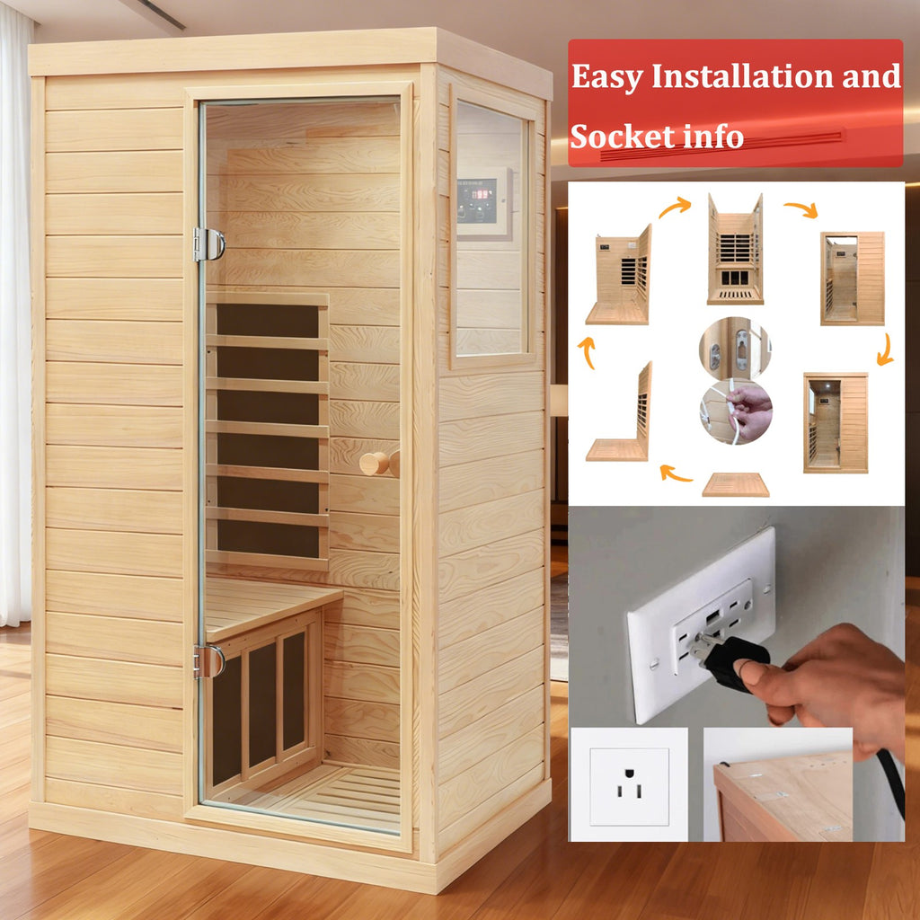 Hemlock Mini Sauna Far Infrared Saunas Detox Bluetooth Speaker Detox Spa 1050W